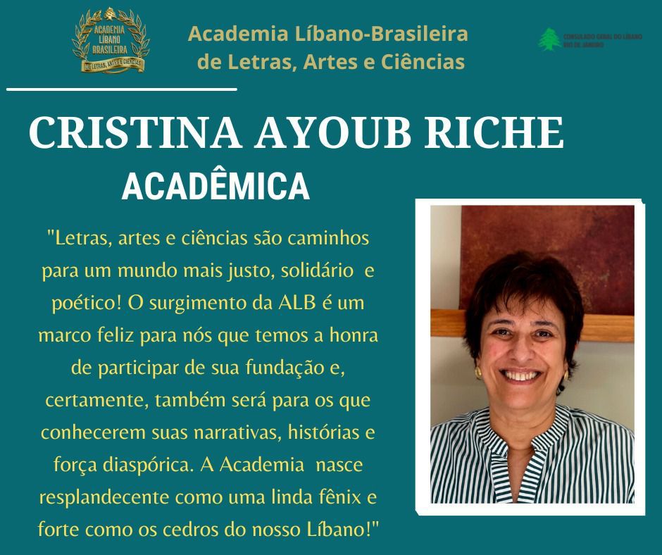 LA PRESIDENTA DEL ILO, CRISTINA AYOUB RICHE, FUE ELEGIDA BECARIA DE LA ACADEMIA LÍBANO-BRASILEÑA DE LETRAS, ARTES Y CIENCIAS